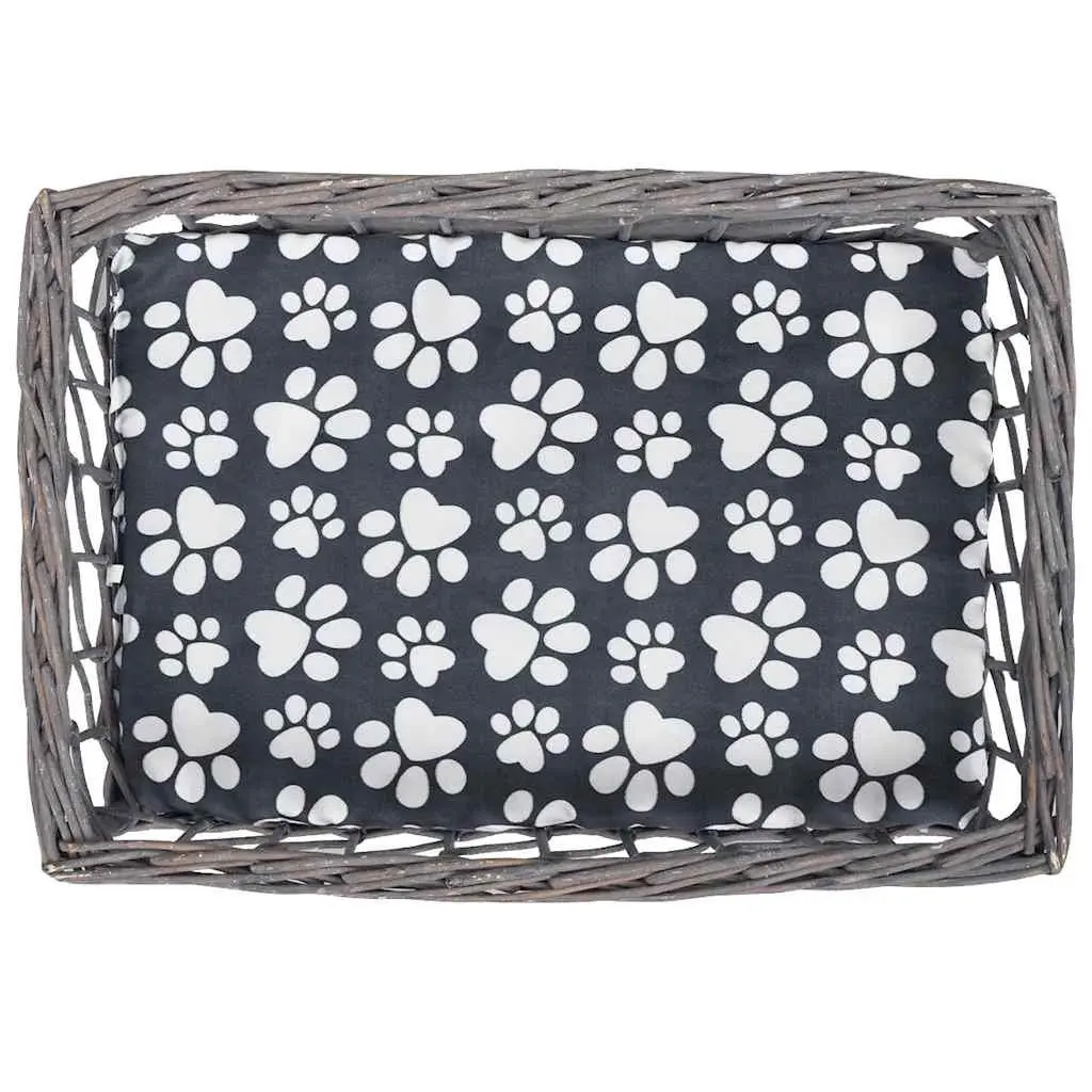Cat House Woven Willow Grey Square with Cushion