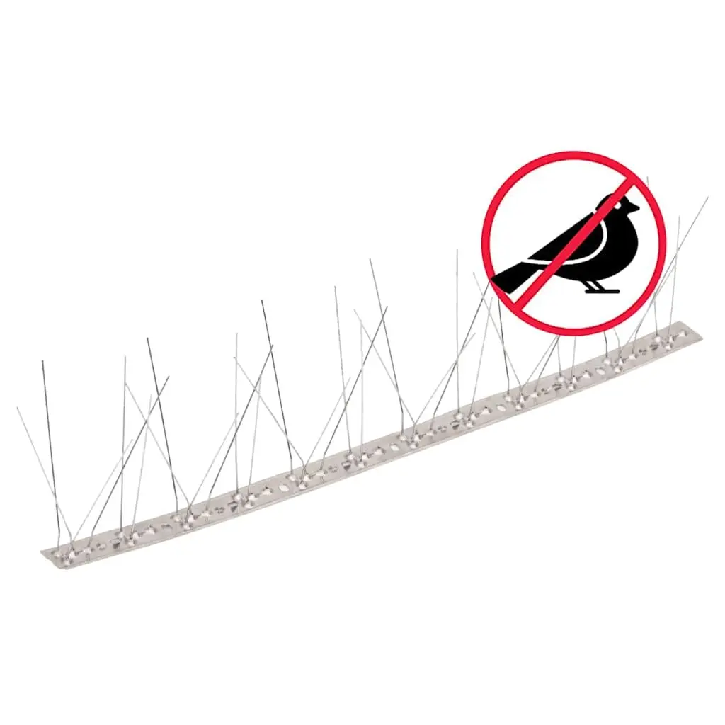 Bird Spikes Stainless Steel 5-Row 3m Silver Pest Repellent Set of 6