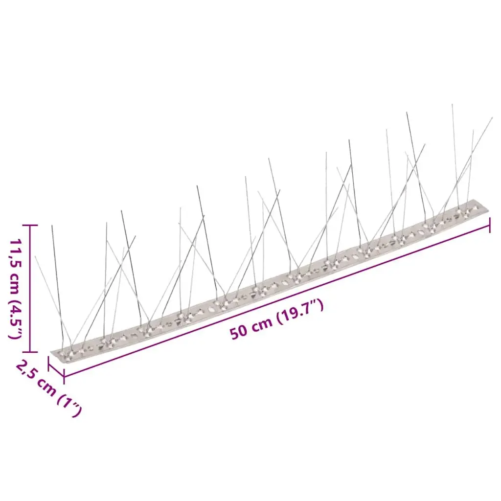 Bird Spikes Stainless Steel 5-Row 3m Silver Pest Repellent Set of 6