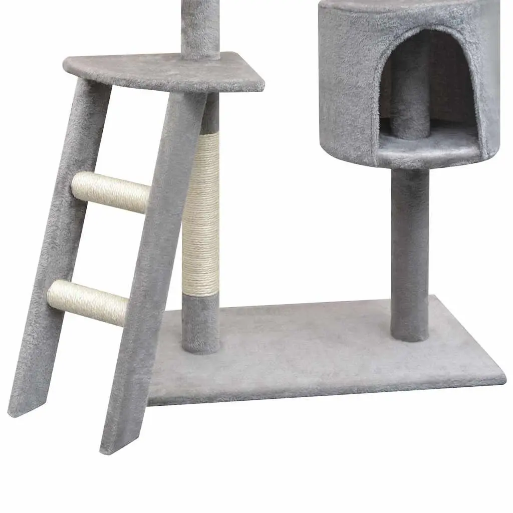 Multi-Level Cat Play Centre Grey 150cm with Sisal Scratching Posts Plush Frame House Hammock and Rope Toy