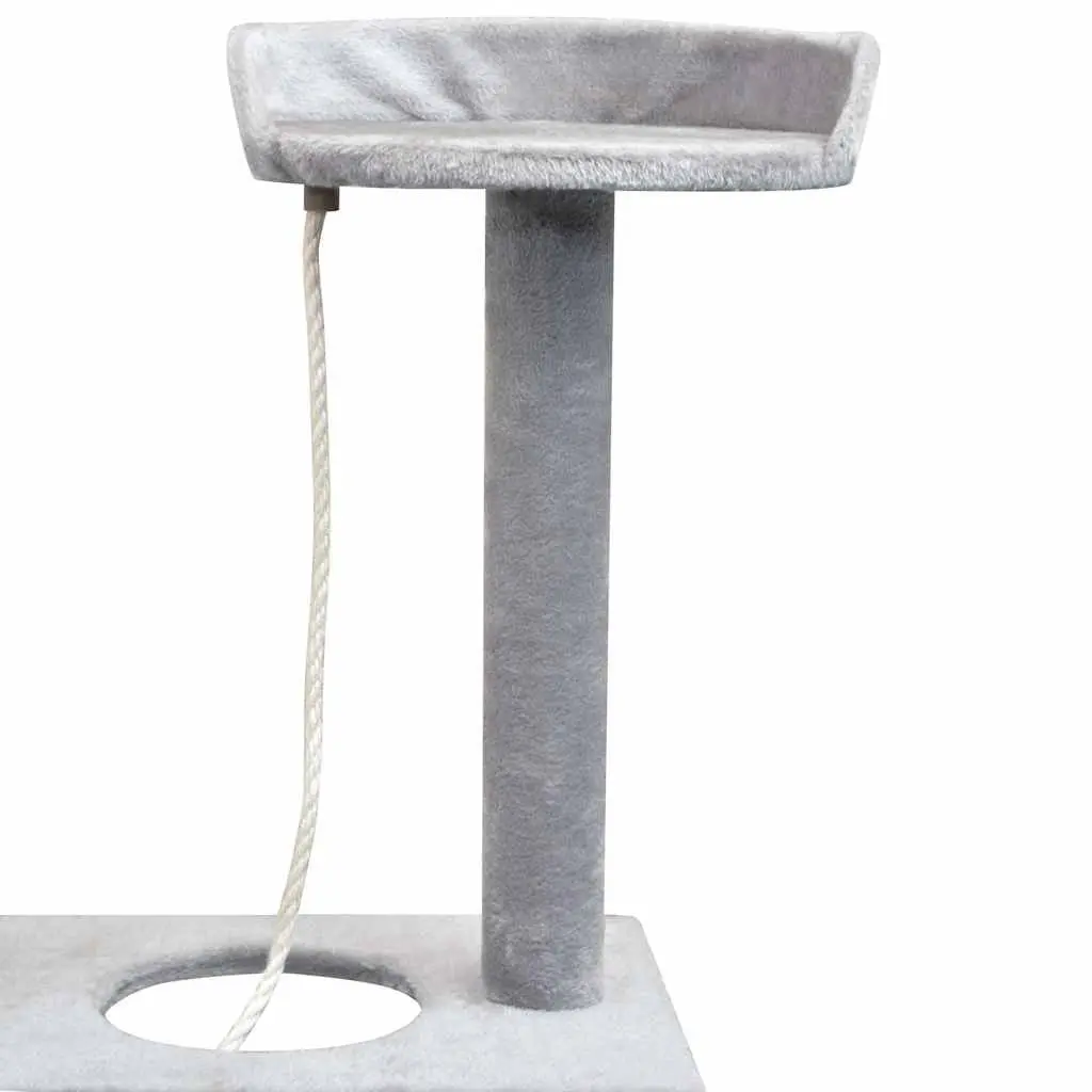 Multi-Level Cat Play Centre Grey 150cm with Sisal Scratching Posts Plush Frame House Hammock and Rope Toy
