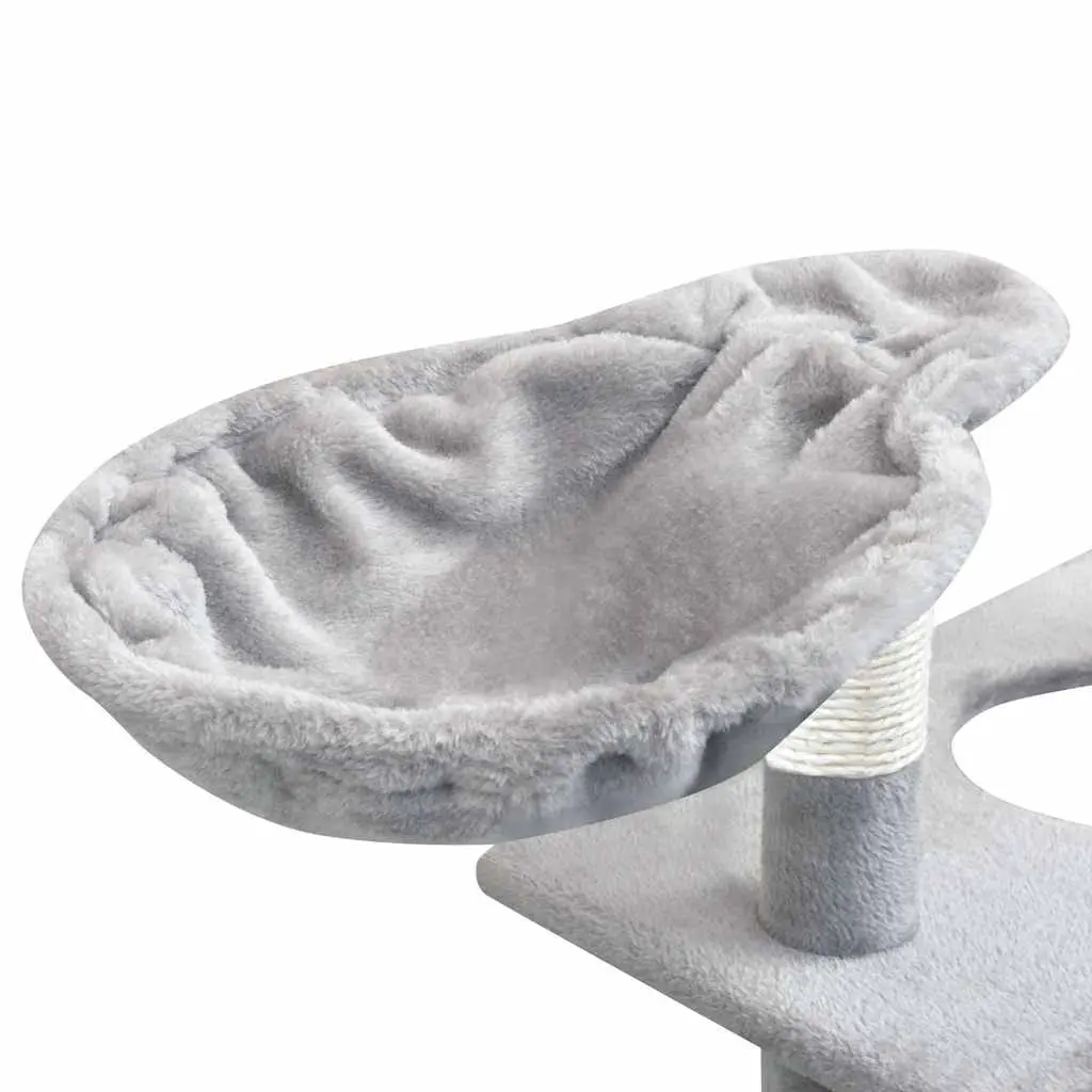 Multi-Level Cat Play Centre Grey 150cm with Sisal Scratching Posts Plush Frame House Hammock and Rope Toy