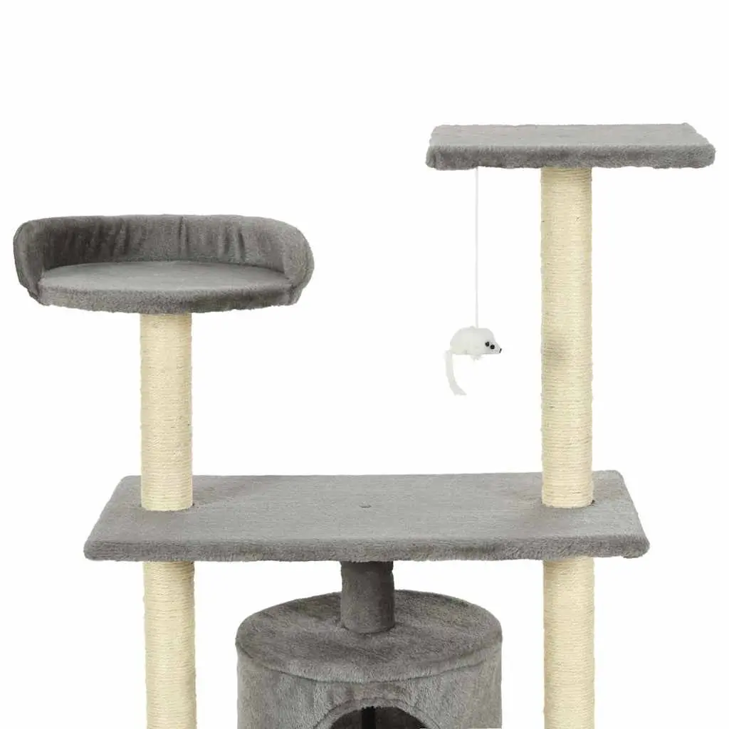 Cat Tree Plush Multi-Level 95cm Grey Scratching Posts Sisal Rope Climbing Play Centre