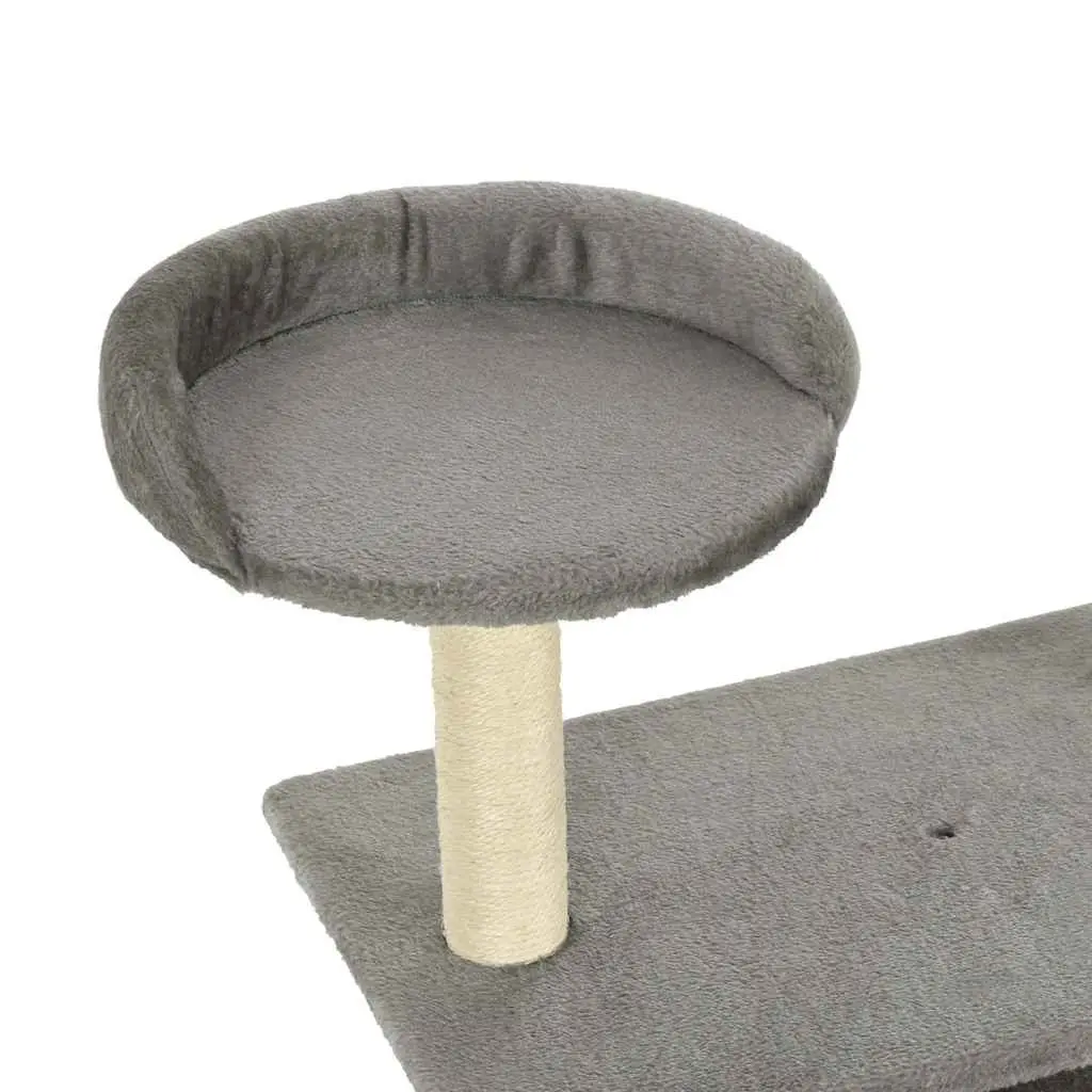 Cat Tree Plush Multi-Level 95cm Grey Scratching Posts Sisal Rope Climbing Play Centre