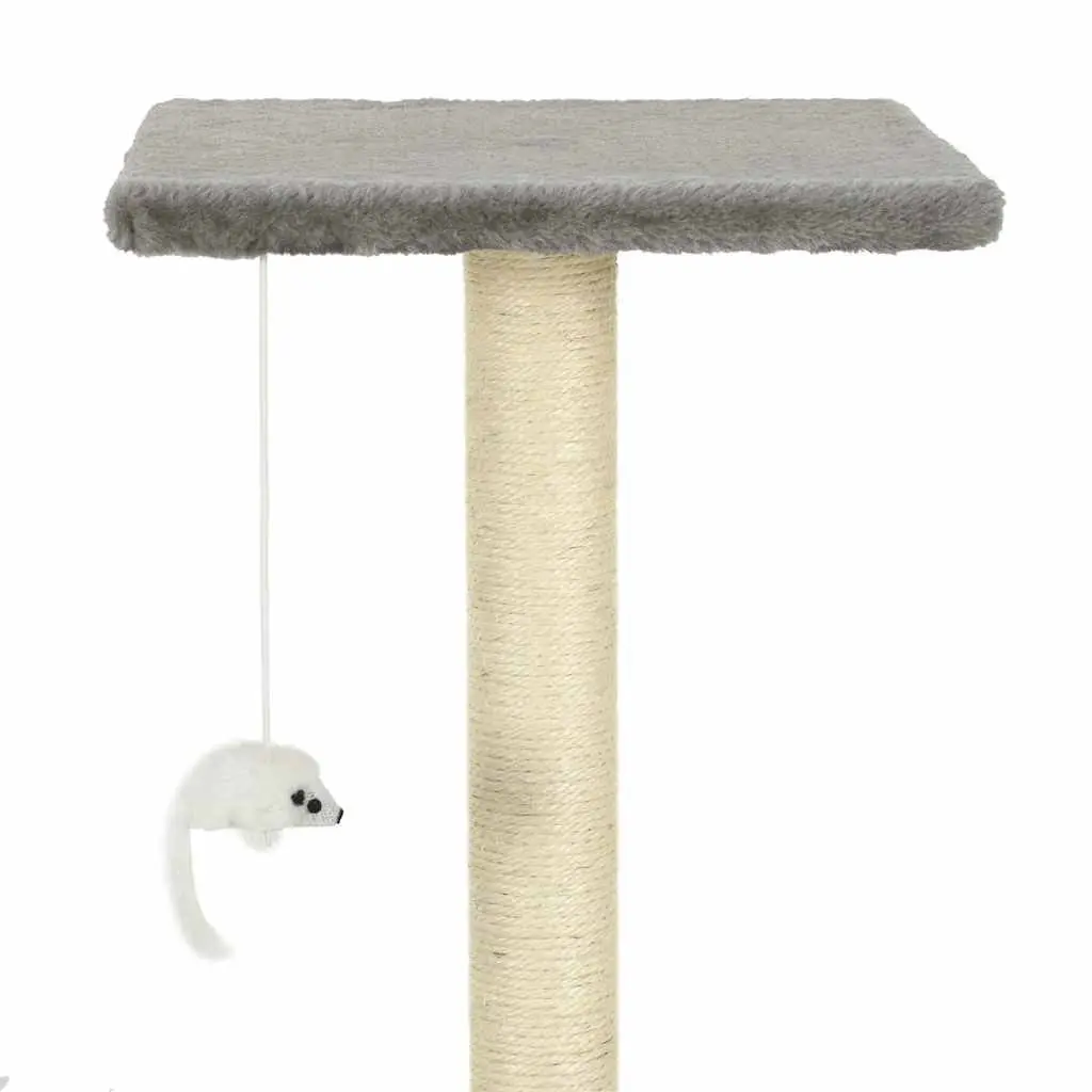 Cat Tree Plush Multi-Level 95cm Grey Scratching Posts Sisal Rope Climbing Play Centre