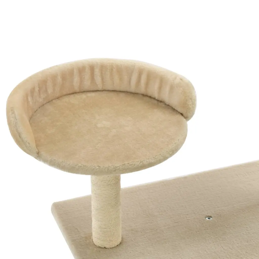 Cat Tree Multi-Level 95cm Beige Plush Sisal Scratching Posts Play Centre House Perch