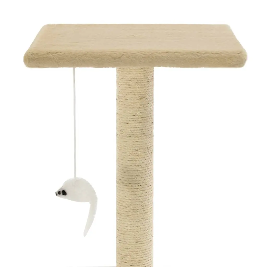 Cat Tree Multi-Level 95cm Beige Plush Sisal Scratching Posts Play Centre House Perch