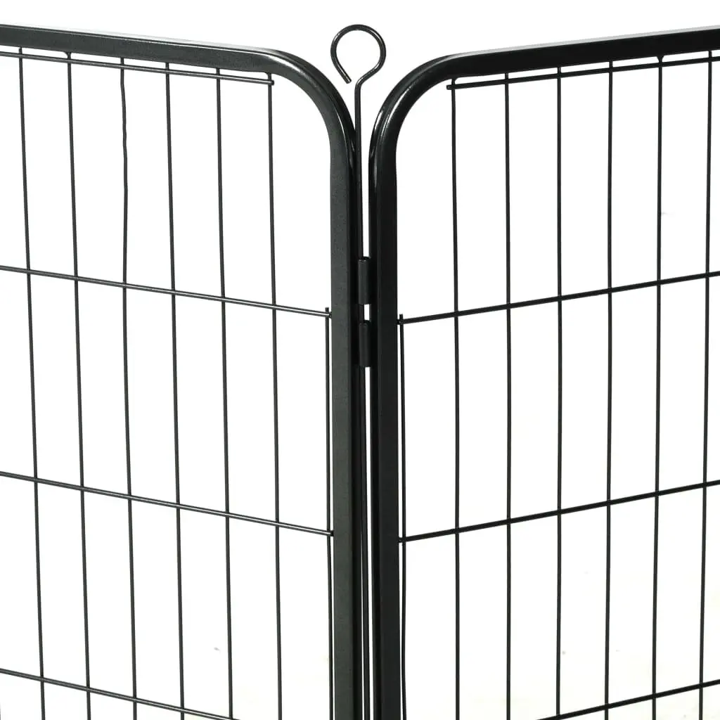 Dog Playpen Steel 80x80cm Black Heavy Duty 8 Panels Indoor Outdoor Enclosure