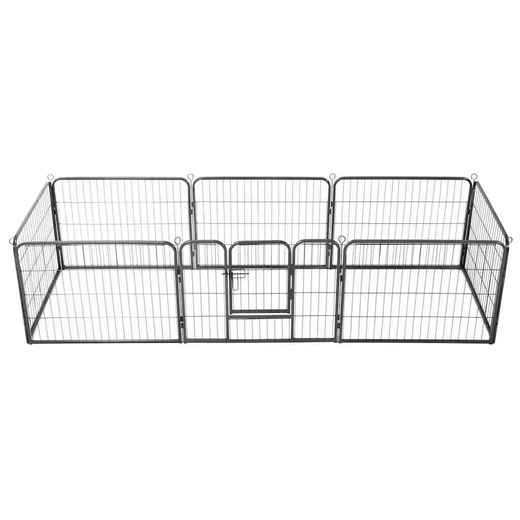 Dog Playpen Steel 80x60cm Black 8 Panels