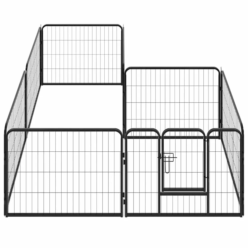 Dog Playpen Steel 80x60cm Black 8 Panels