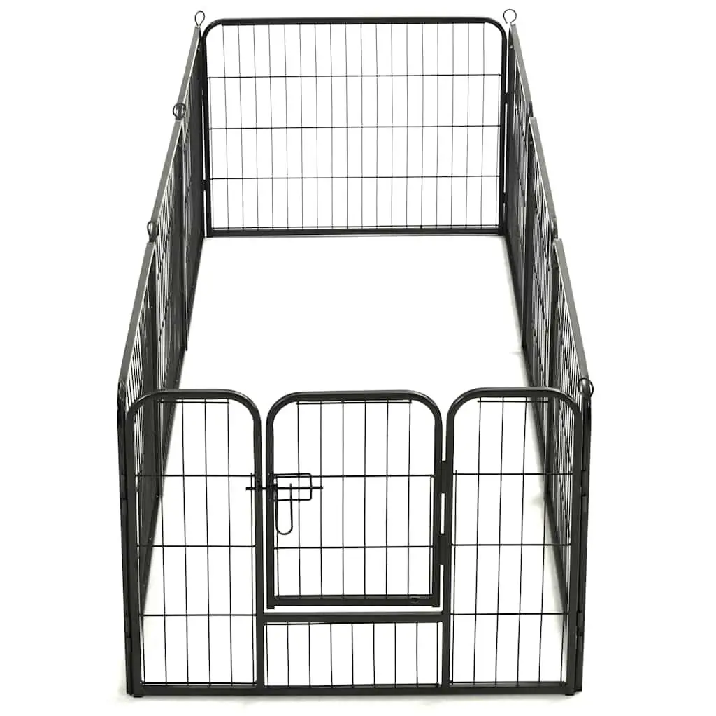 Dog Playpen Steel 80x60cm Black 8 Panels