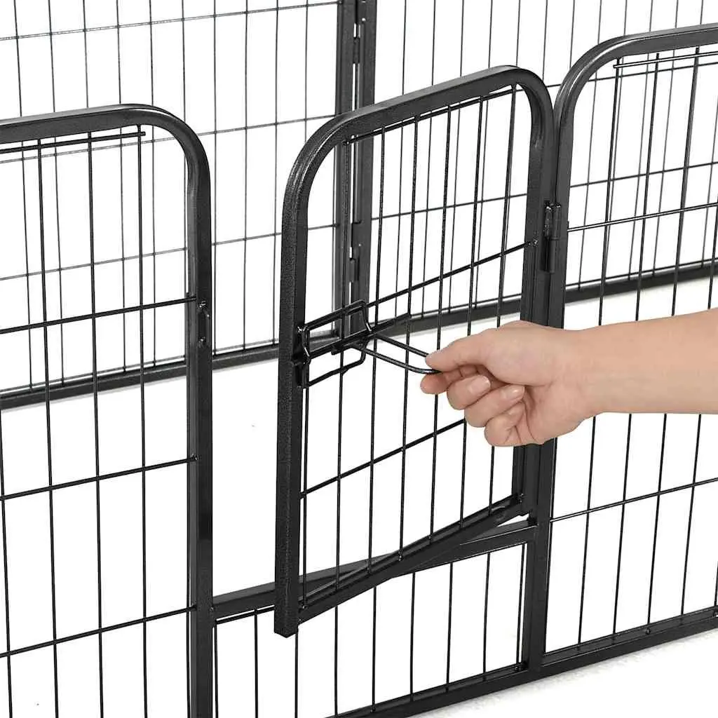 Dog Playpen Steel 80x60cm Black 8 Panels