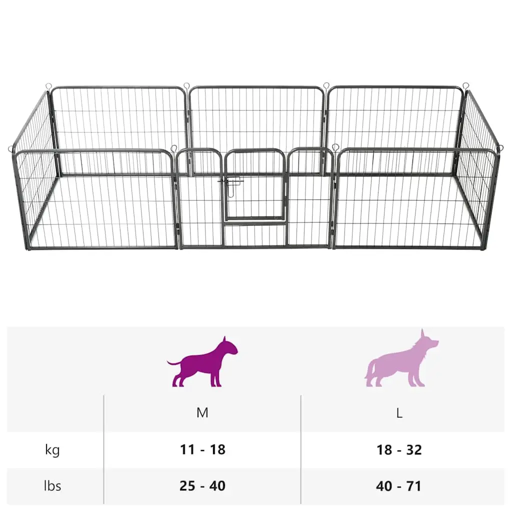 Dog Playpen Steel 80x60cm Black 8 Panels