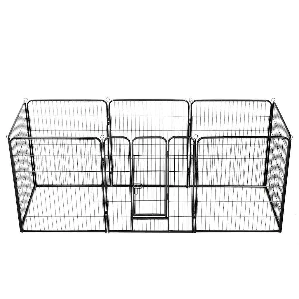 Dog Playpen Steel 80x100cm Black 8 Panels Outdoor Indoor Exercise Run