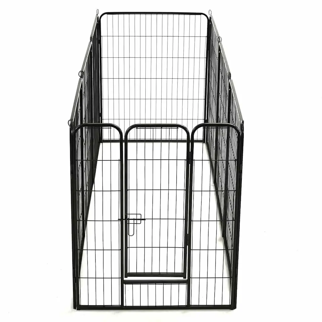 Dog Playpen Steel 80x100cm Black 8 Panels Outdoor Indoor Exercise Run