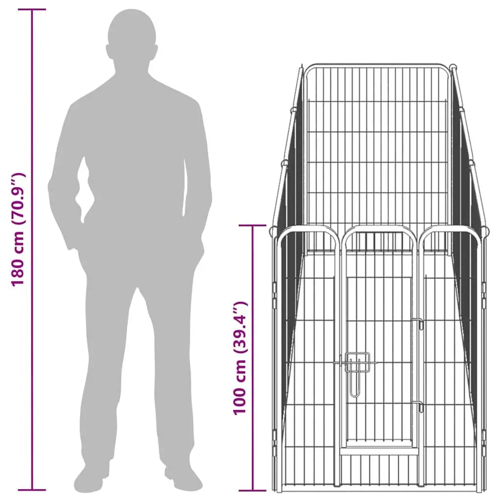 Dog Playpen Steel 80x100cm Black 8 Panels Outdoor Indoor Exercise Run
