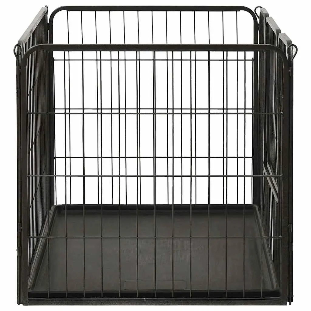 Dog Exercise Pen Steel Hinged Door Black Indoor Outdoor 91.5x59x61cm