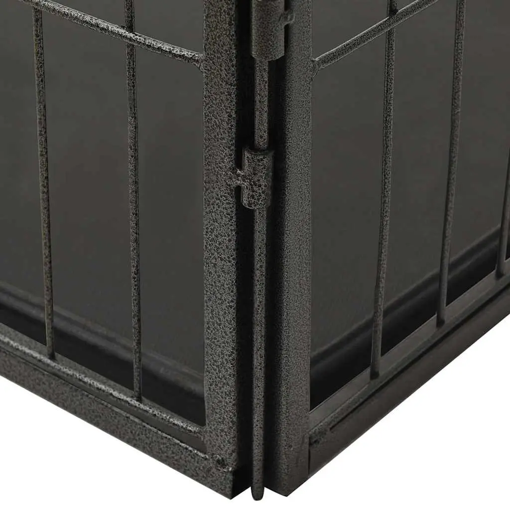 Dog Exercise Pen Steel Hinged Door Black Indoor Outdoor 91.5x59x61cm