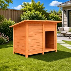 Practical Wooden Dog House for Your Backyard