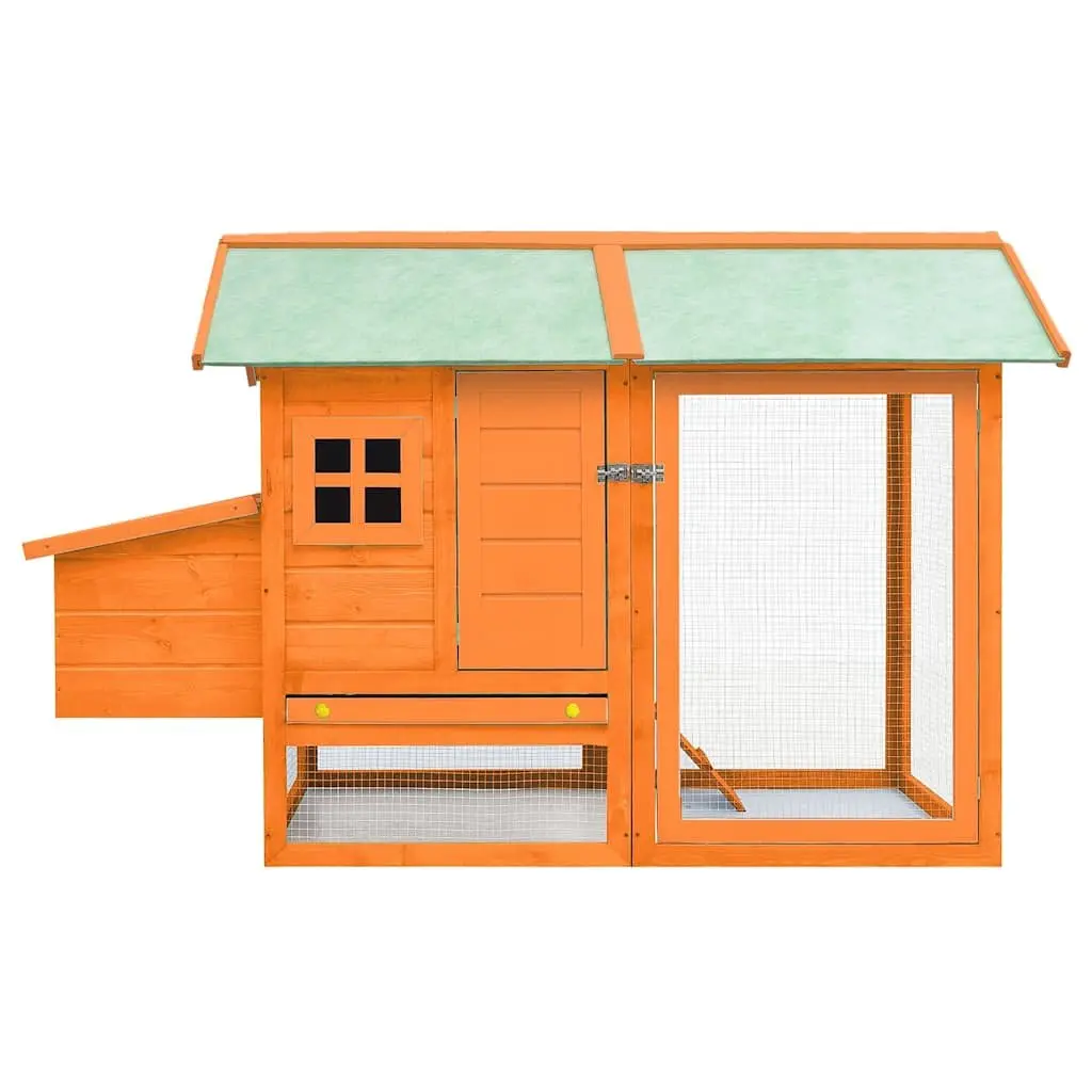 Chicken Cage Wooden Hen House 170x81x110 cm Brown with Ramp and Run