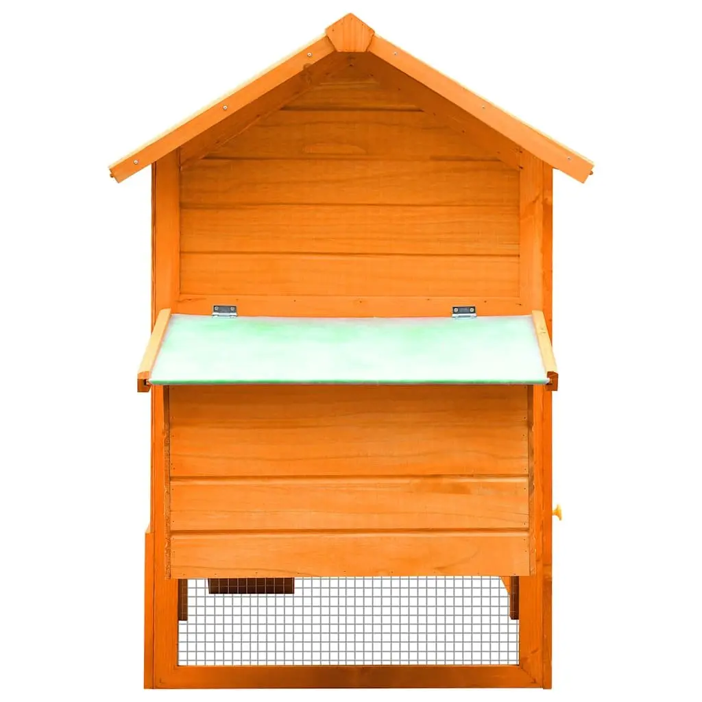 Chicken Cage Wooden Hen House 170x81x110 cm Brown with Ramp and Run