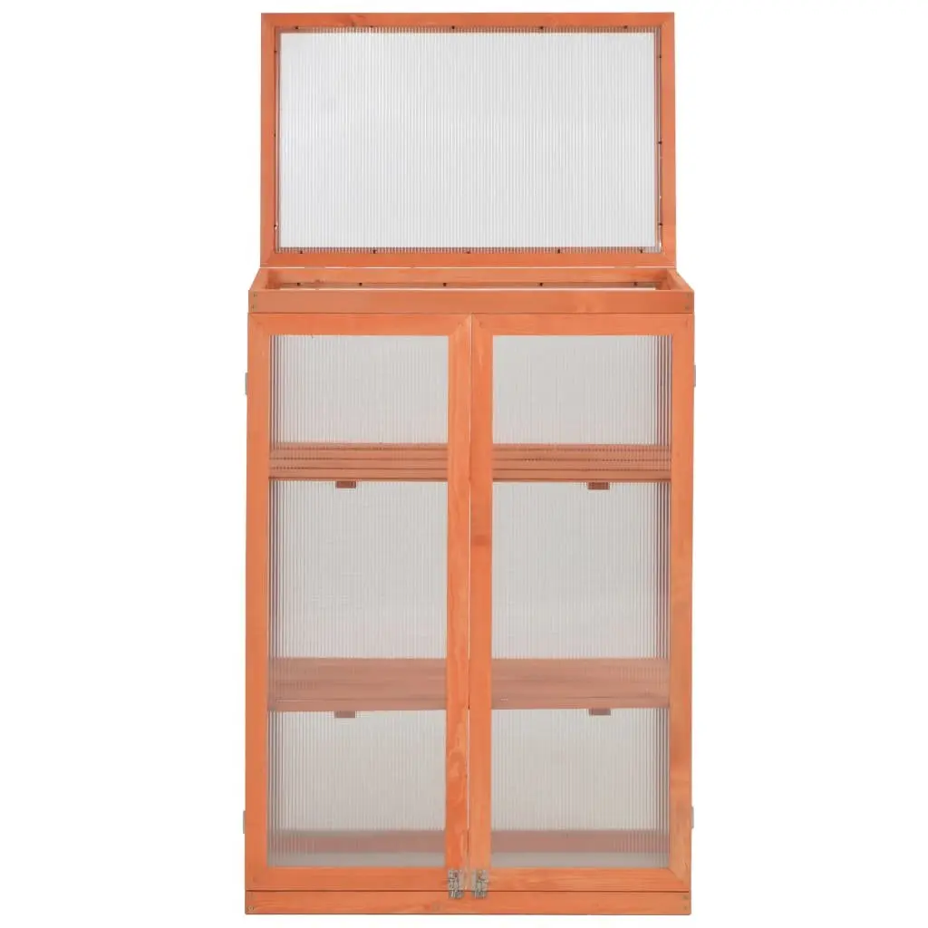 Wooden Garden Greenhouse PC Board 75x47x109cm Brown with Shelves Cold Frame Gardening