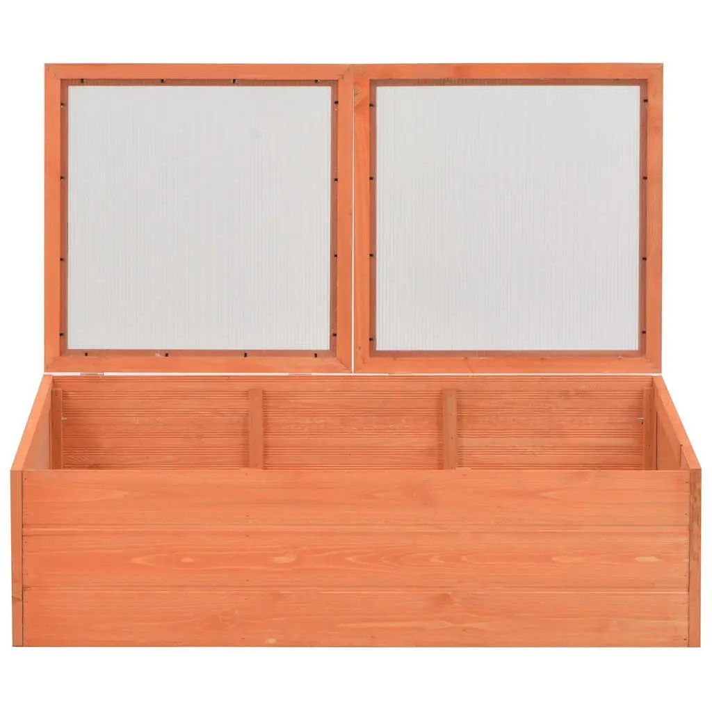 Wooden Garden Greenhouse Cold Frame 100x50x34cm Hinged Lid Plant Protector