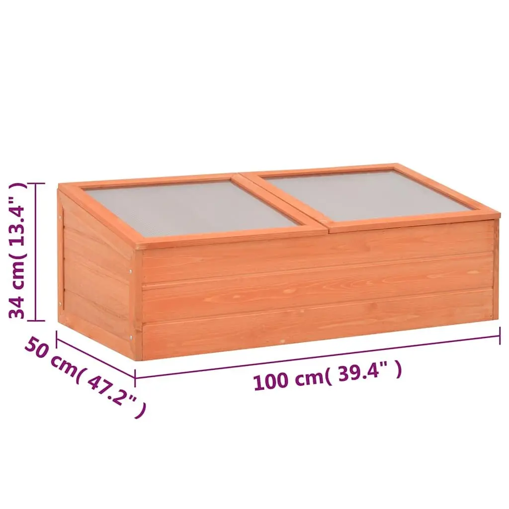 Wooden Garden Greenhouse Cold Frame 100x50x34cm Hinged Lid Plant Protector