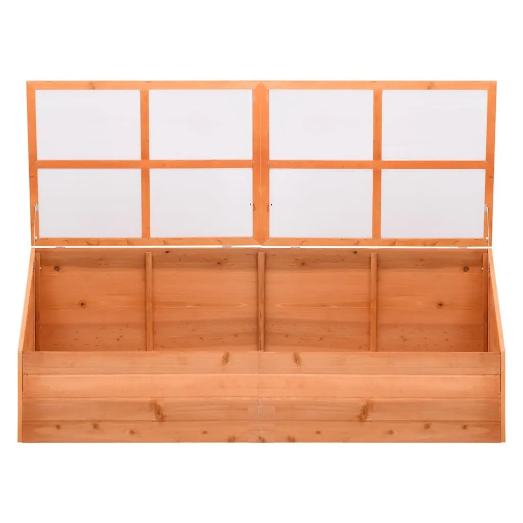 Wooden Garden Greenhouse Cold Frame 180x57x62cm Brown Hinged Lid Outdoor Plant Cover