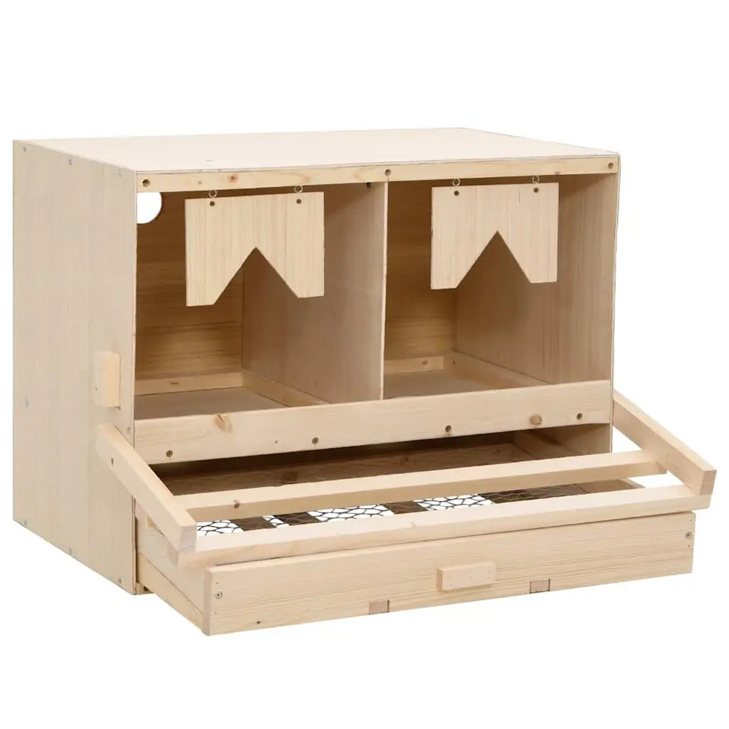 Wooden Chicken Nesting Box 2 Compartments for Egg Collection Removable Drawer 63x40x45cm