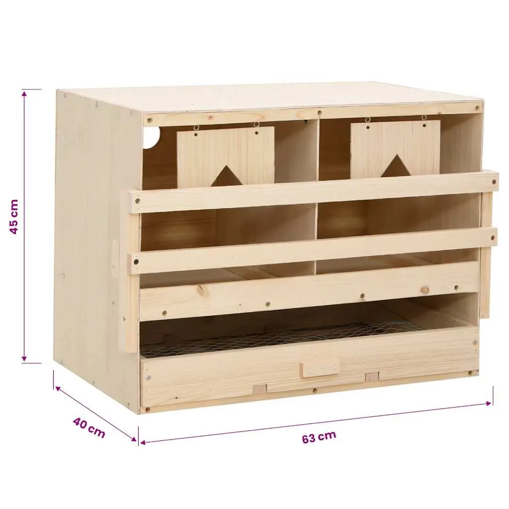 Wooden Chicken Nesting Box 2 Compartments for Egg Collection Removable Drawer 63x40x45cm