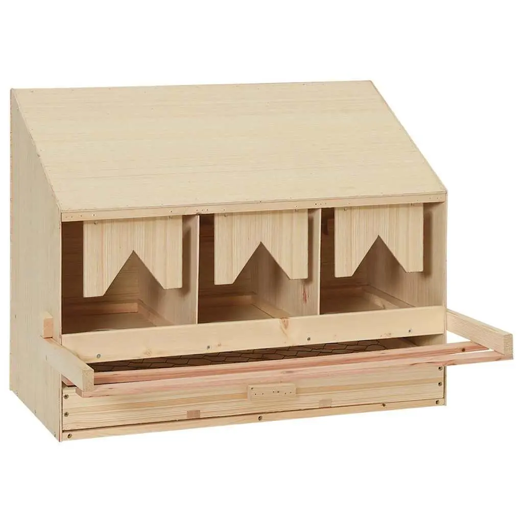Chicken Nesting Box Wooden 3 Compartments 72 x 33 x 54 cm Brown