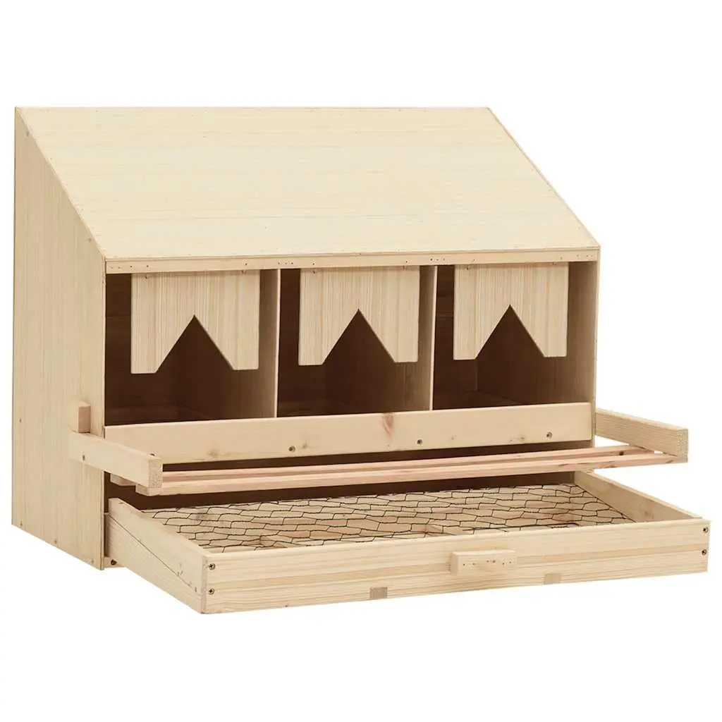 Chicken Nesting Box Wooden 3 Compartments 72 x 33 x 54 cm Brown