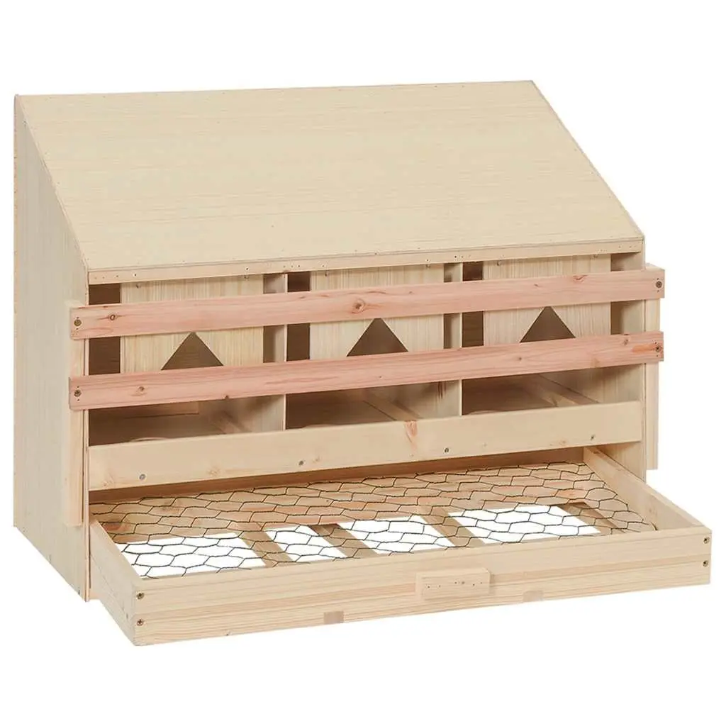 Chicken Nesting Box Wooden 3 Compartments 72 x 33 x 54 cm Brown