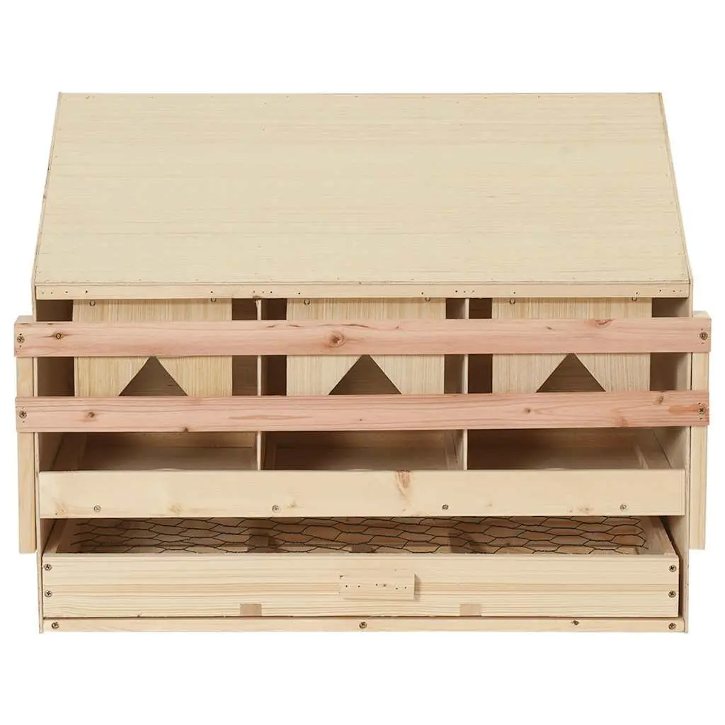 Chicken Nesting Box Wooden 3 Compartments 72 x 33 x 54 cm Brown
