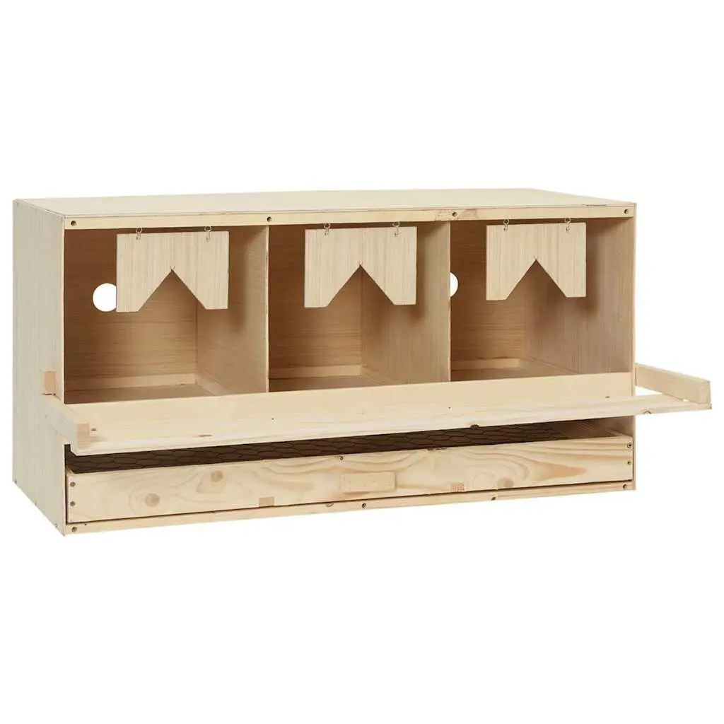 Wooden Chicken Nesting Box For Poultry Egg Collection With Three Compartments Removable Bottom 72x33x38cm