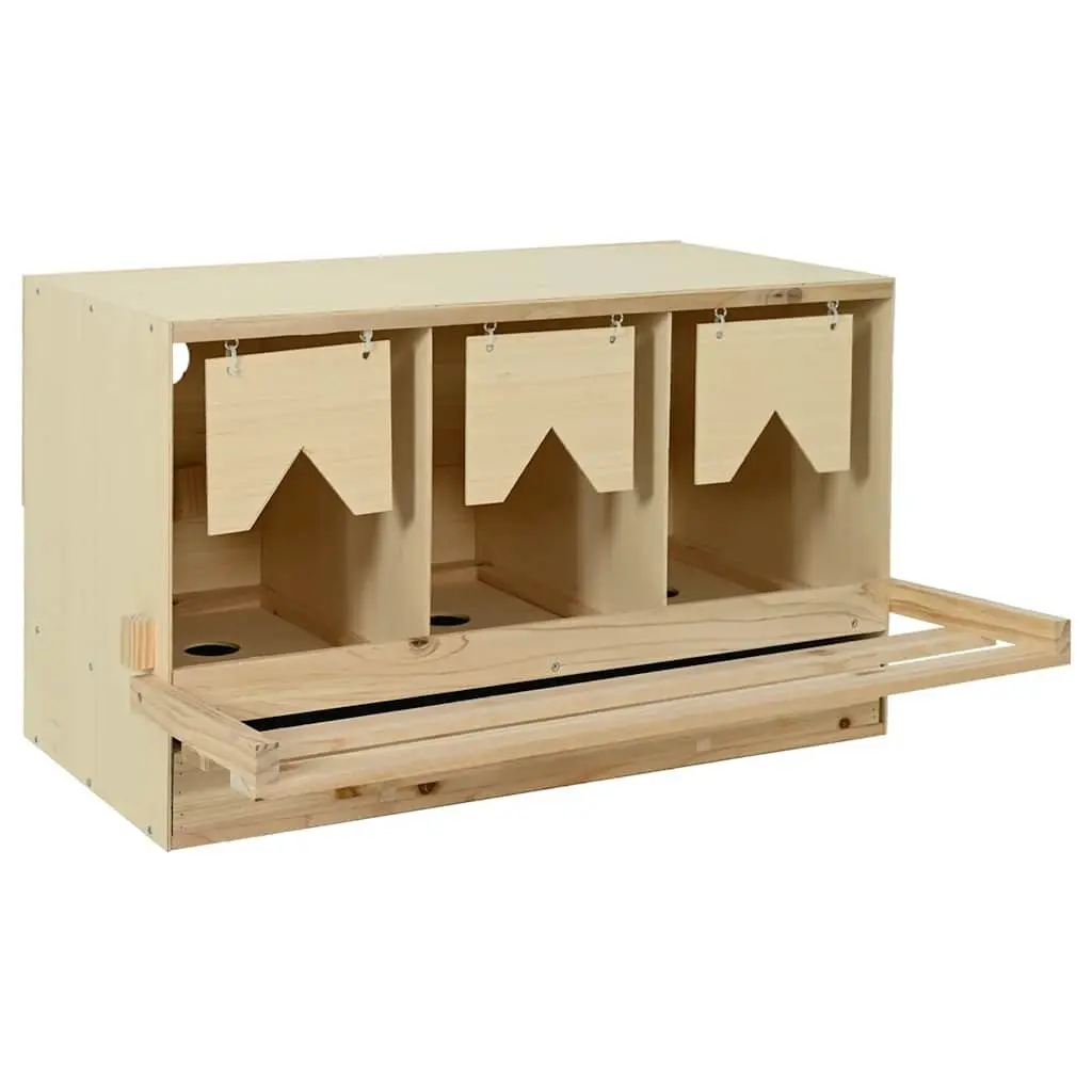 Wooden Poultry Nesting Box 3 Compartments for Chicken Laying with Collection Drawer 96x40x45cm
