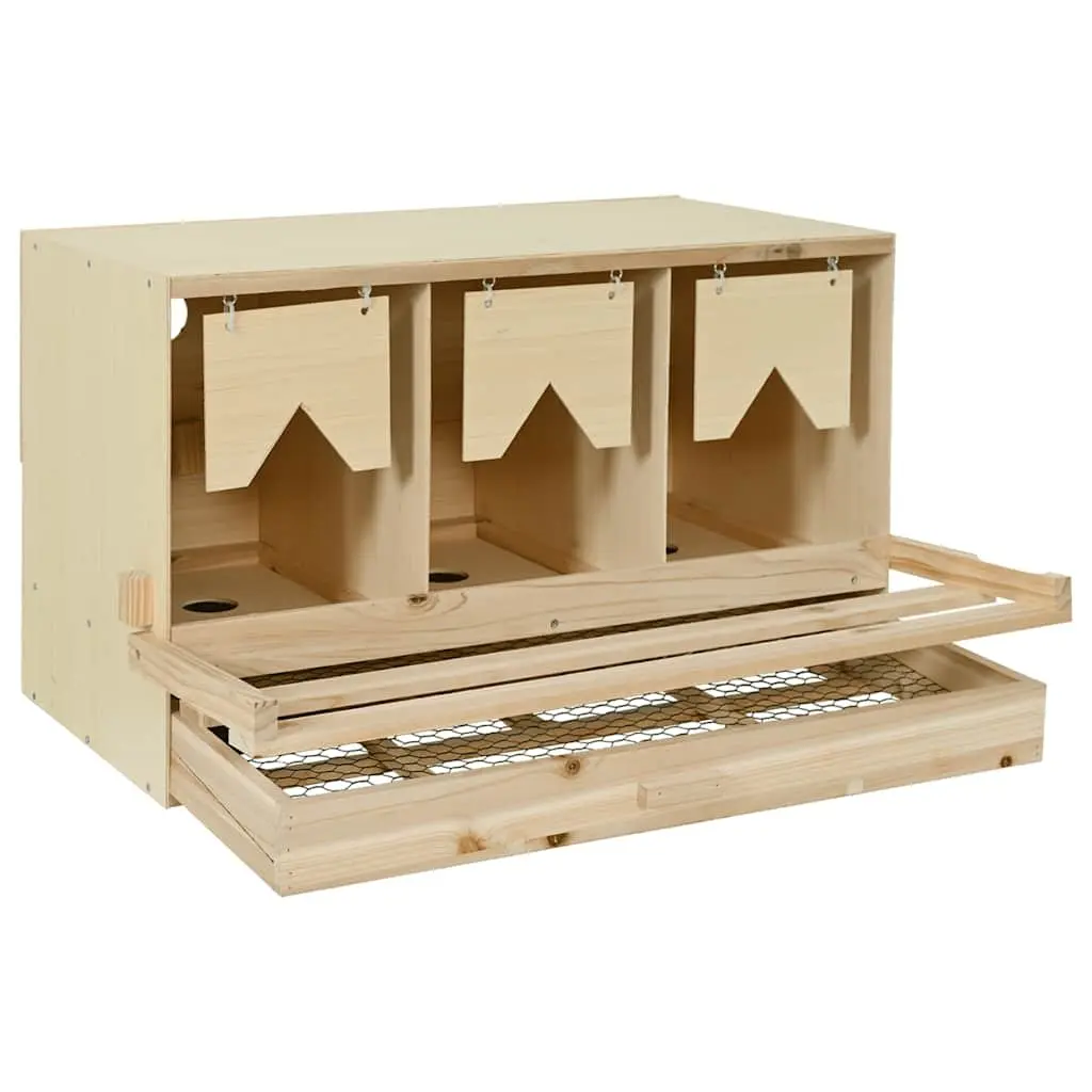 Wooden Poultry Nesting Box 3 Compartments for Chicken Laying with Collection Drawer 96x40x45cm