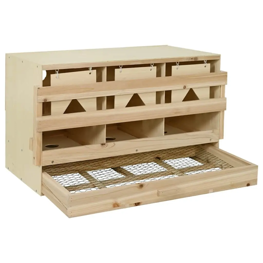 Wooden Poultry Nesting Box 3 Compartments for Chicken Laying with Collection Drawer 96x40x45cm