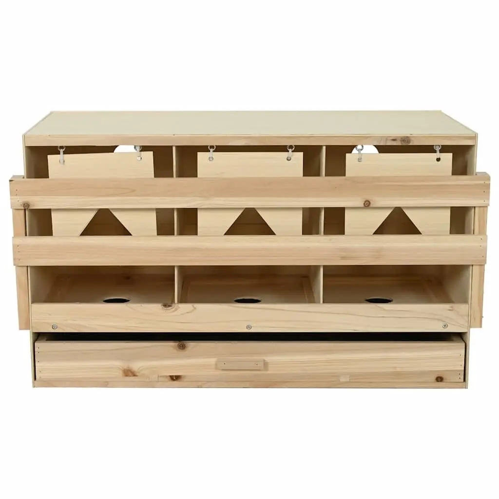 Wooden Poultry Nesting Box 3 Compartments for Chicken Laying with Collection Drawer 96x40x45cm