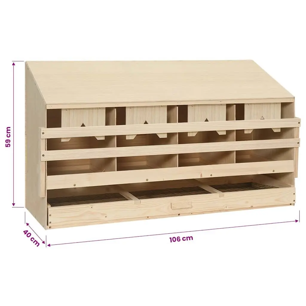 Chicken Laying Nest Wooden Poultry Nesting Box 4 Compartments 106 x 40 x 59 cm