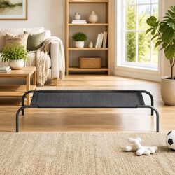 Versatile Large Black Elevated Dog Bed for Indoor and Outdoor