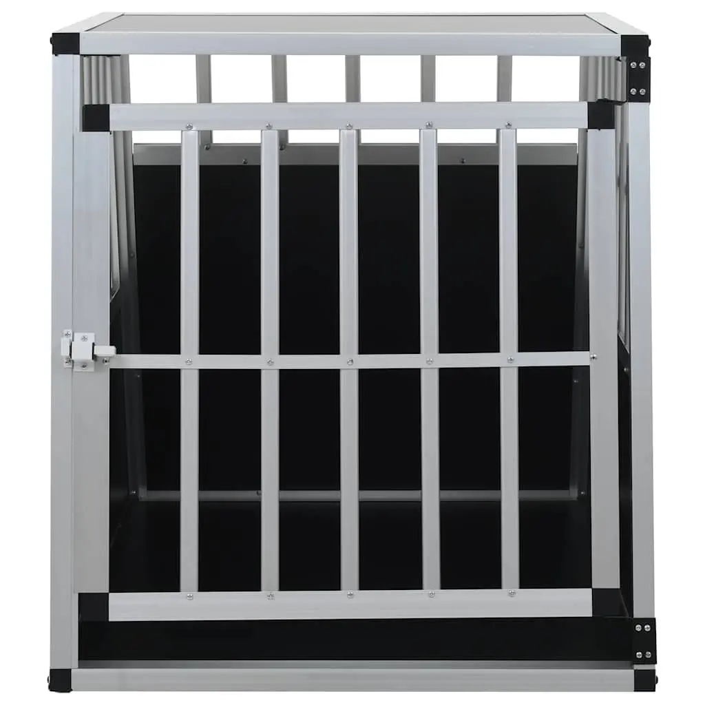 Dog Cage Aluminium Frame MDF 65x91x69.5 cm Silver Single Door