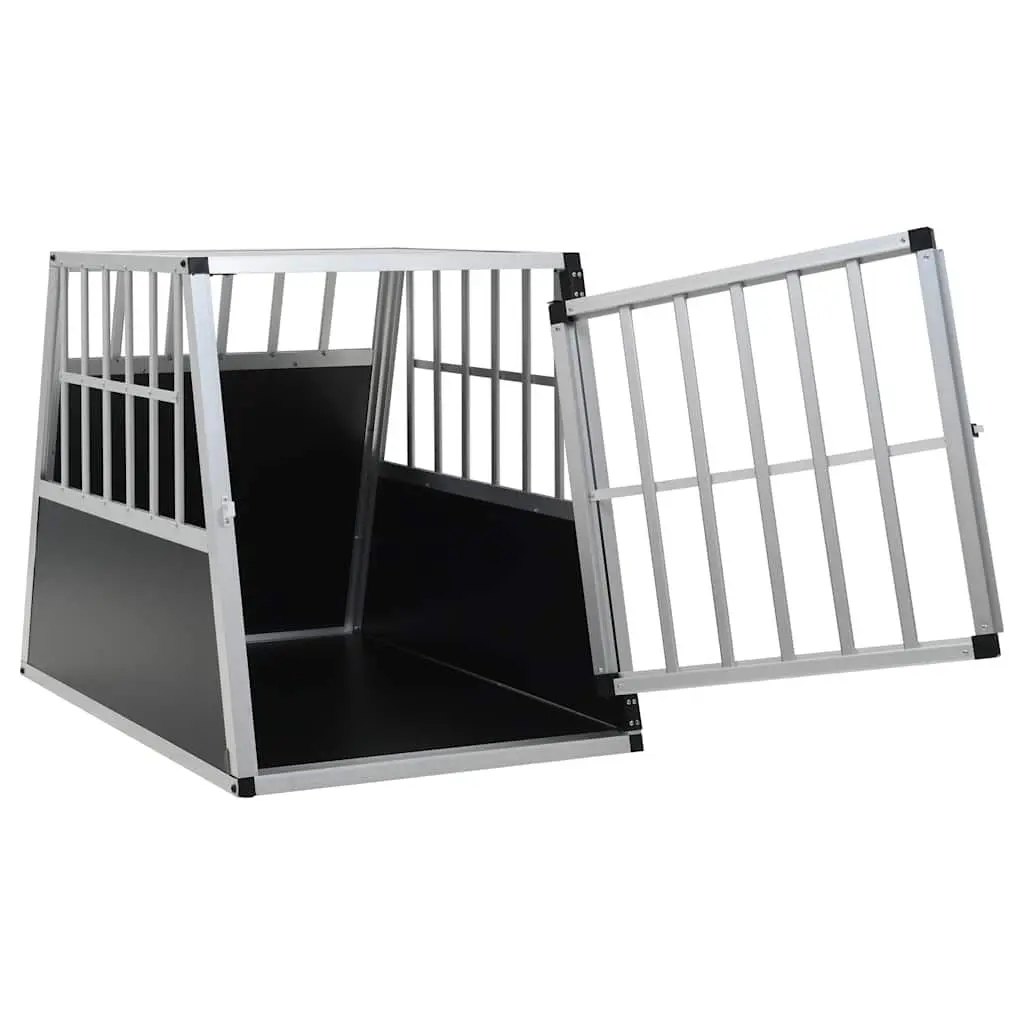Dog Cage Aluminium Frame MDF 65x91x69.5 cm Silver Single Door