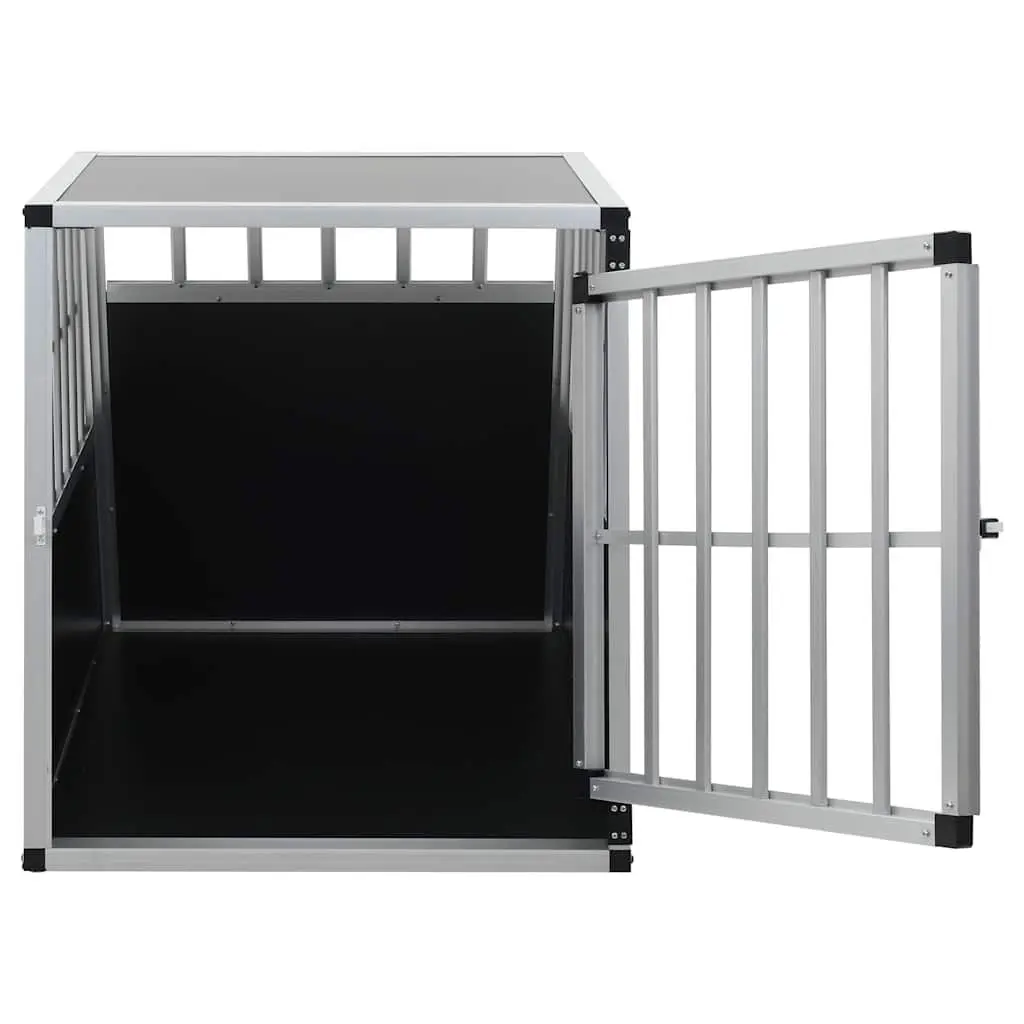 Dog Cage Aluminium Frame MDF 65x91x69.5 cm Silver Single Door