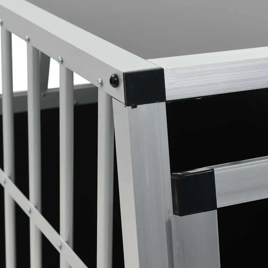 Dog Cage Aluminium Frame MDF 65x91x69.5 cm Silver Single Door