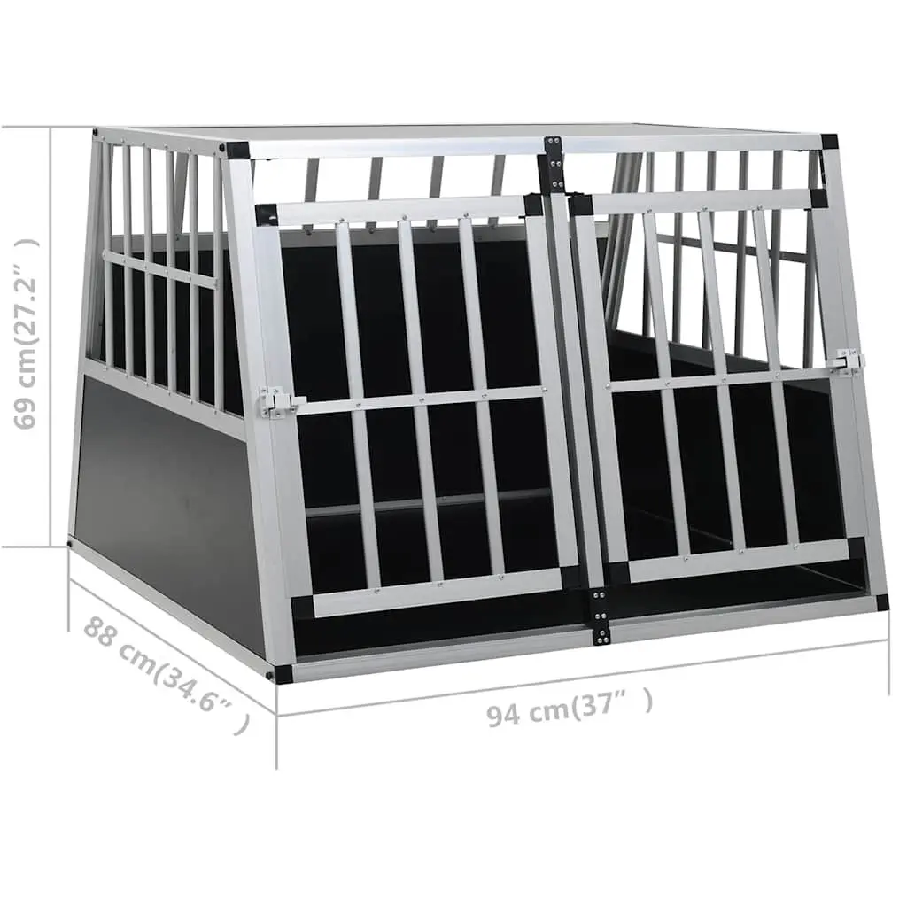 Dog Cage with Double Door Silver Portable Car Pet Travel Crate Safe Comfortable