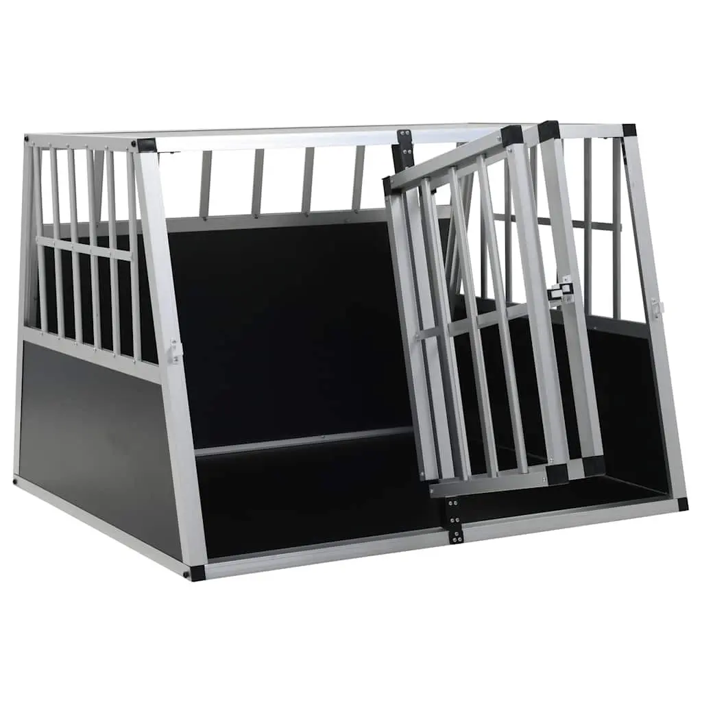 Dog Cage with Double Door Silver Portable Car Pet Travel Crate Safe Comfortable