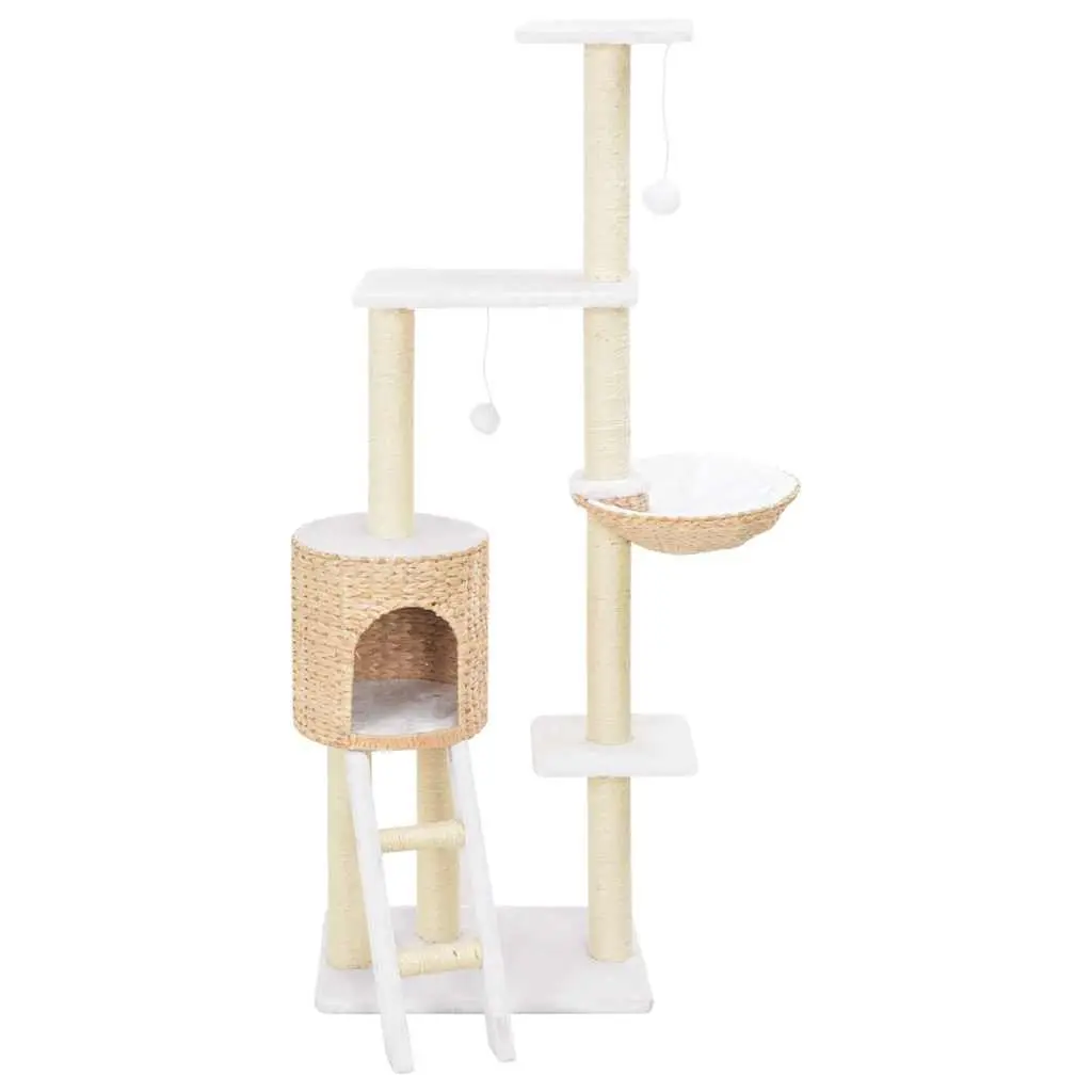 Cat Tree Seagrass Scratching Post House Platform Brown