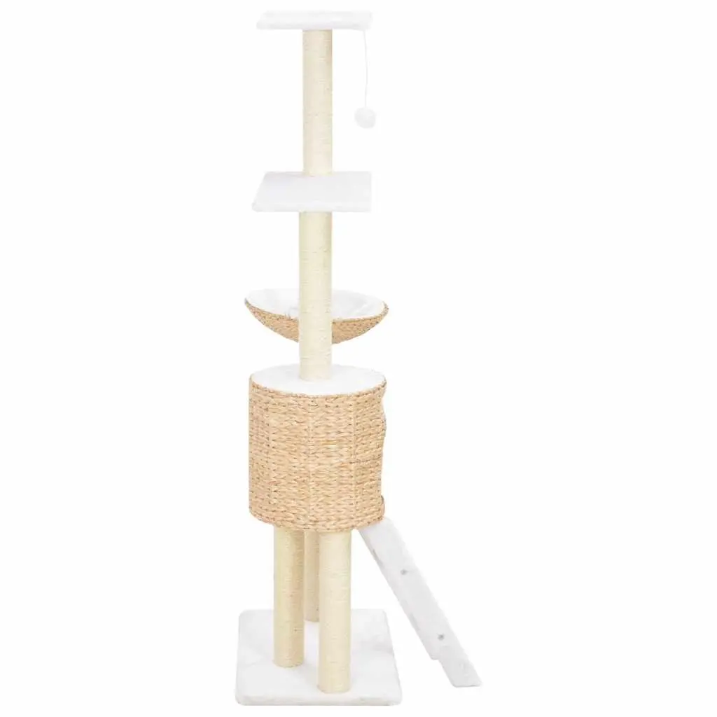 Cat Tree Seagrass Scratching Post House Platform Brown